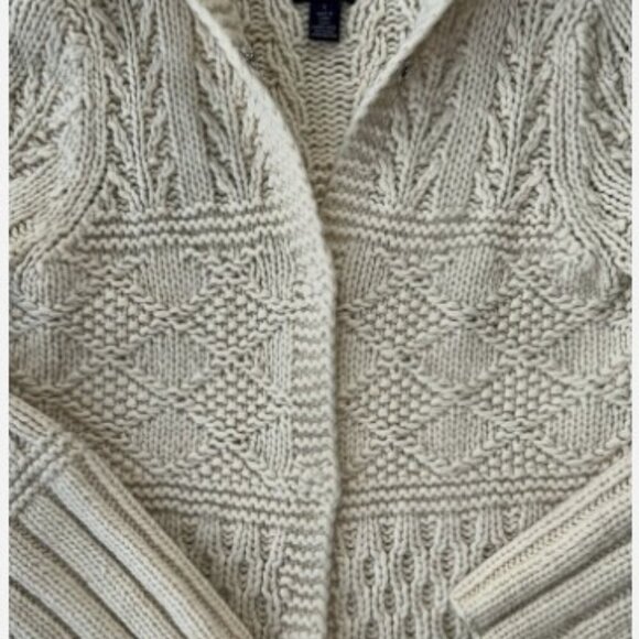 American Eagle Lambswool Cardigan Hooded Hand Knit Sweater Women's Size Large - Picture 4 of 14